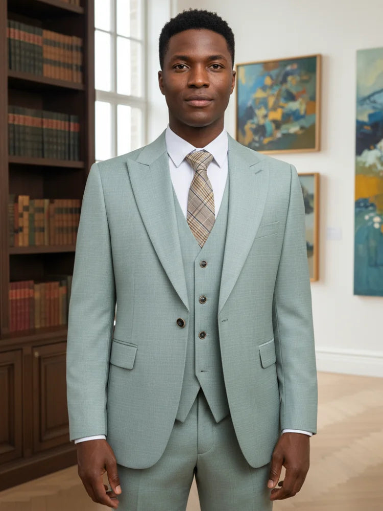 ST Cassy High Quality Men's Suit Summer thin breathable Slim Fit Formal Business Office Men's Suits（jacket+Vest+Pants）