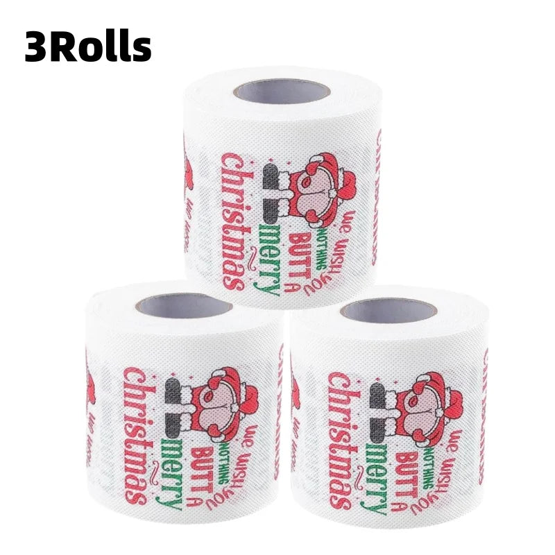 1/3pcs Christmas Toilet Paper Santa Festive Tissue Roll for Holiday Celebrations Party Home Dinner Bathroom Decor Paper Towels