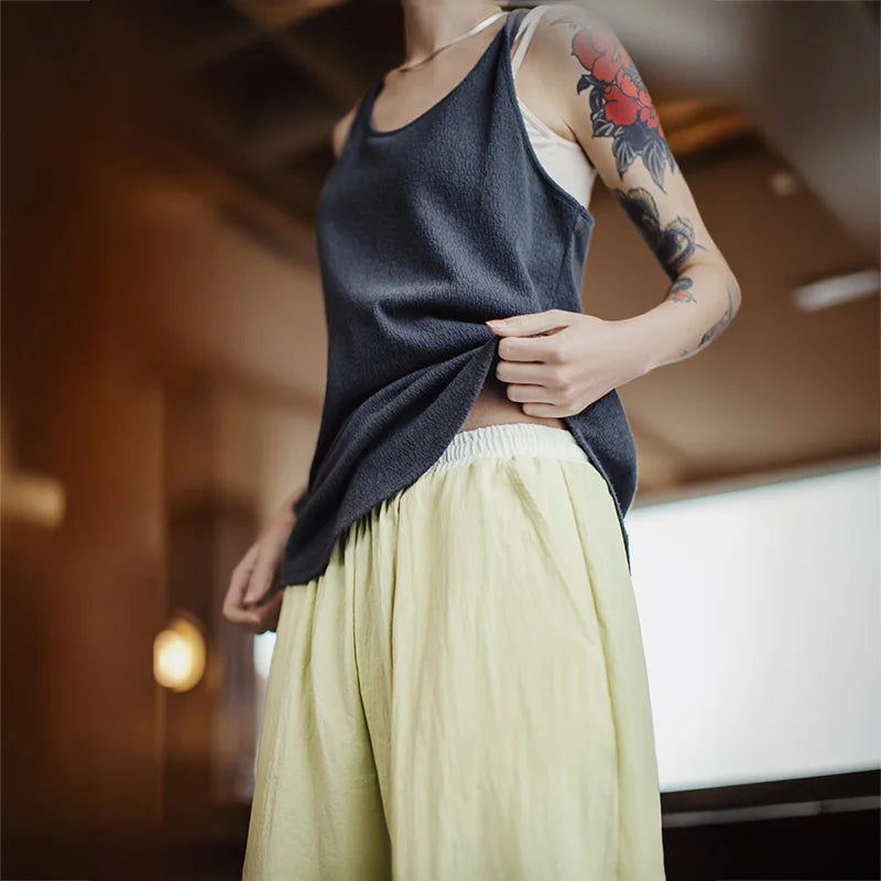 Maden Outdoor Cool-Touch UPF 50+ Sun Protection Joggers Pants Spring Summer Loose Elastic Waist Color-Block Dance UV-Proof Pants