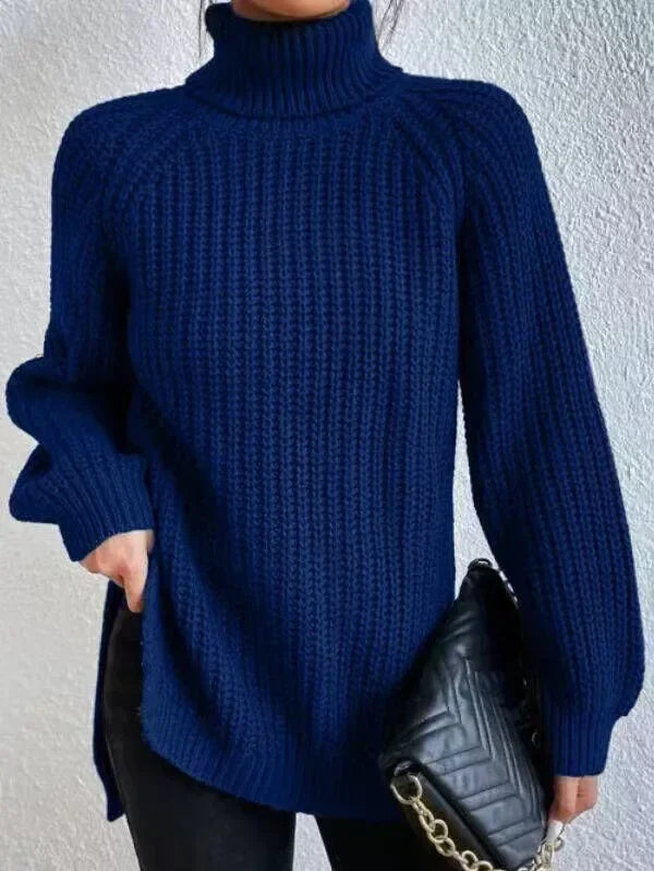 Turtleneck Y2k Kintted Sweater Women Split Crochet Jumper Top E-girl Pullover Spring Autumn Winter Thick Sueter Work Jumpers