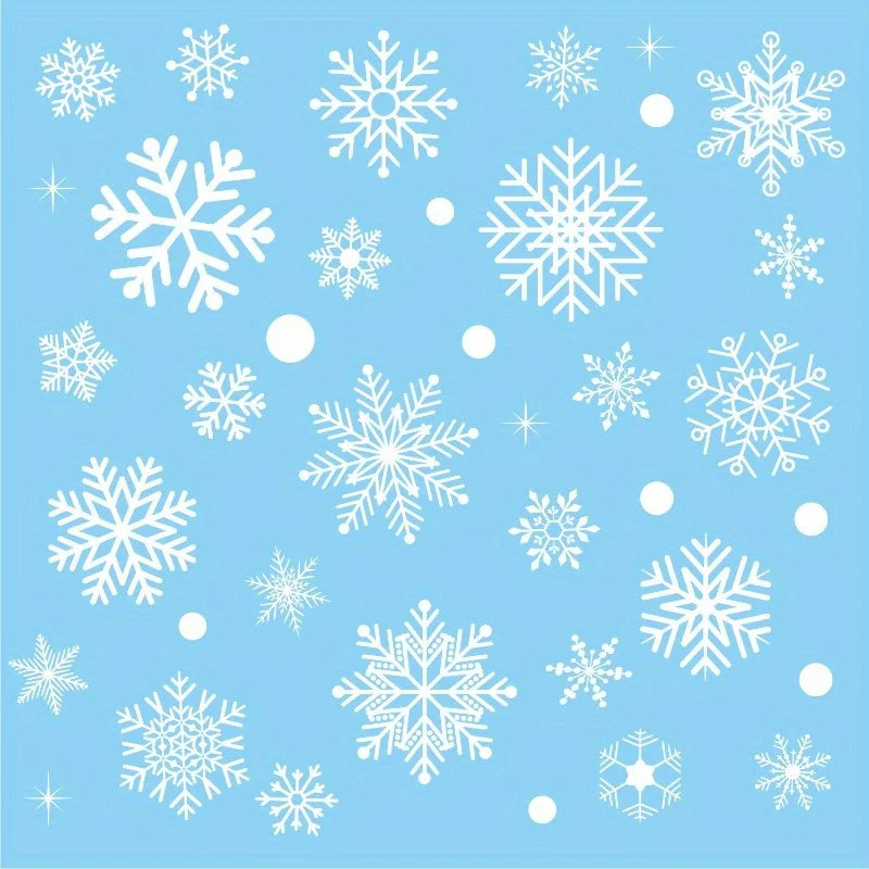 6 Sheet Snowflake Electrostatic Wall Stickers Kids Room Window Car Christmas Decoration Decals New Year Wallpaper