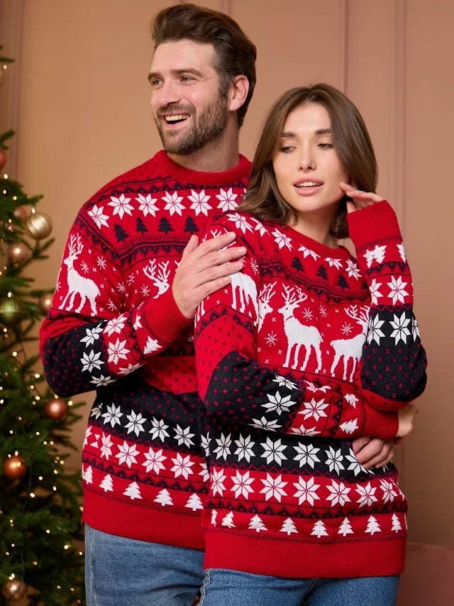 New Christmas Family Look Knitwear Women Men Boys Girls Matching Sweater Full Sleeve Knitted Jumper Soft Loose Xmas Pullover Top