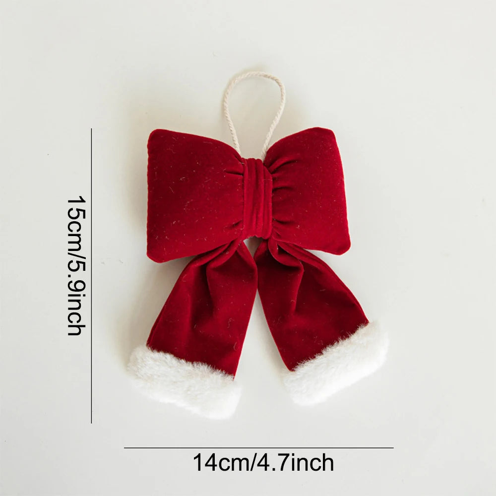 Christmas Red Velvet Bows Xmas Tree Ornaments for Christmas Home Decorations Wreath Stairs Railing Decors New Year Gift Supplies