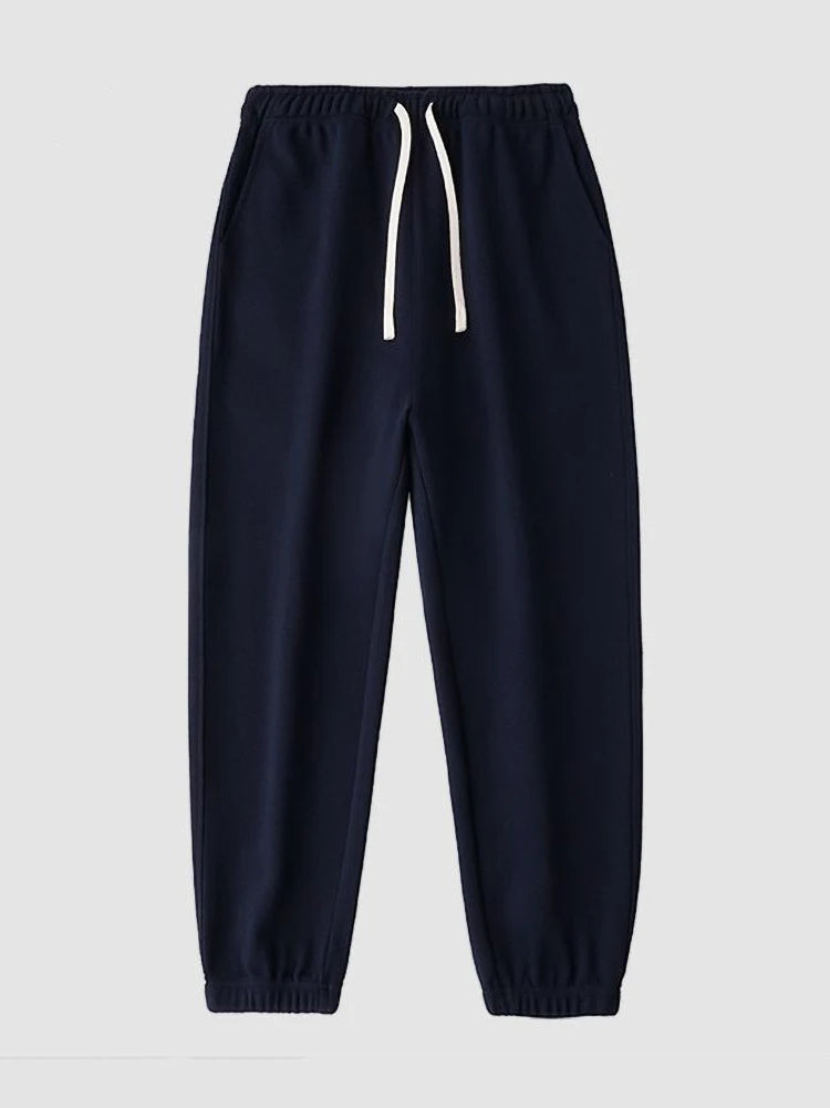 65% Cotton Twill Baggy Casual Jogger Pants Men 380g Anti-wrinkle Work Wear Trousers Outdoor Sport Sweatpants Breathable Knitted
