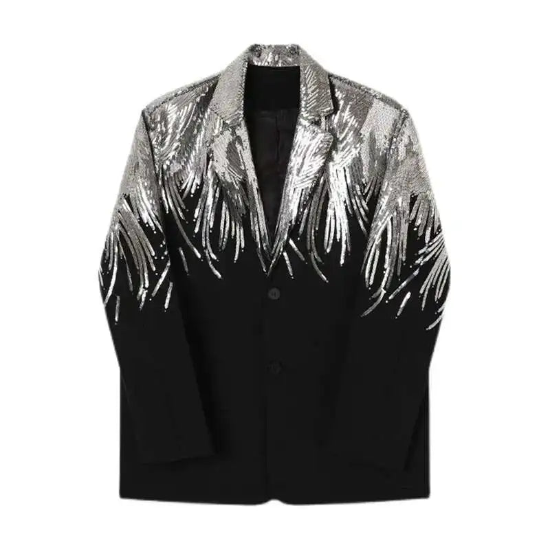 LUZHEN Sequin Personality Pattern Fashion Blazer Casual 2025 Design Coat Men's Elegant Temperament  Handsome Loose Jacket Fe5995
