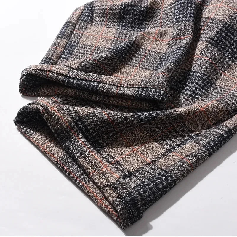 2021Women Autumn Fashion Plaid Woolen Wide-leg Pants Ankle-length Trousers Winter New Thick Skirt Trousers High waist pants A713