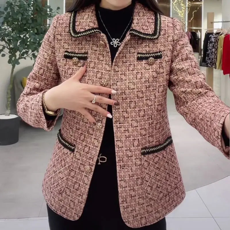 Autumn Small Fragrance Loose Coat Women New  Foreign Style Age Reducing Belly Covering Coat Mother's Coat Female Woolen Jacket