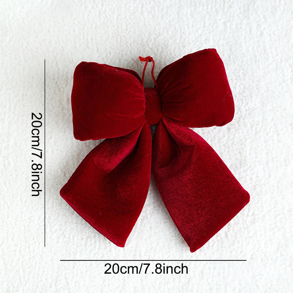 Christmas Red Velvet Bows Xmas Tree Ornaments for Christmas Home Decorations Wreath Stairs Railing Decors New Year Gift Supplies