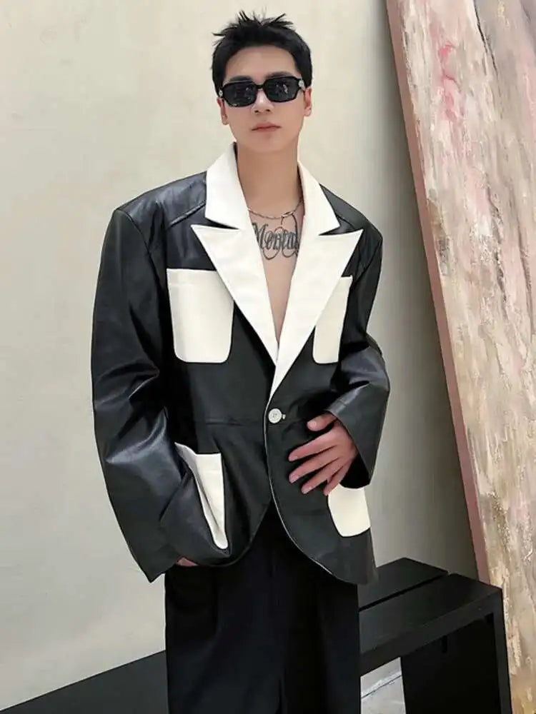 LUZHEN 2025 New Original Color Contrast Design Men's Leather Jacket High Quality Fashion Elegant Temperament Luxury Coat JY1051