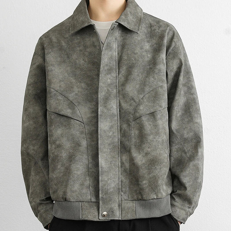 Autumn American Leather Suede Jaqueta Masculina Korean Fashion Casual Zipper Bomber Jacket 2025 New Y2K Streetwear Cargo Coats
