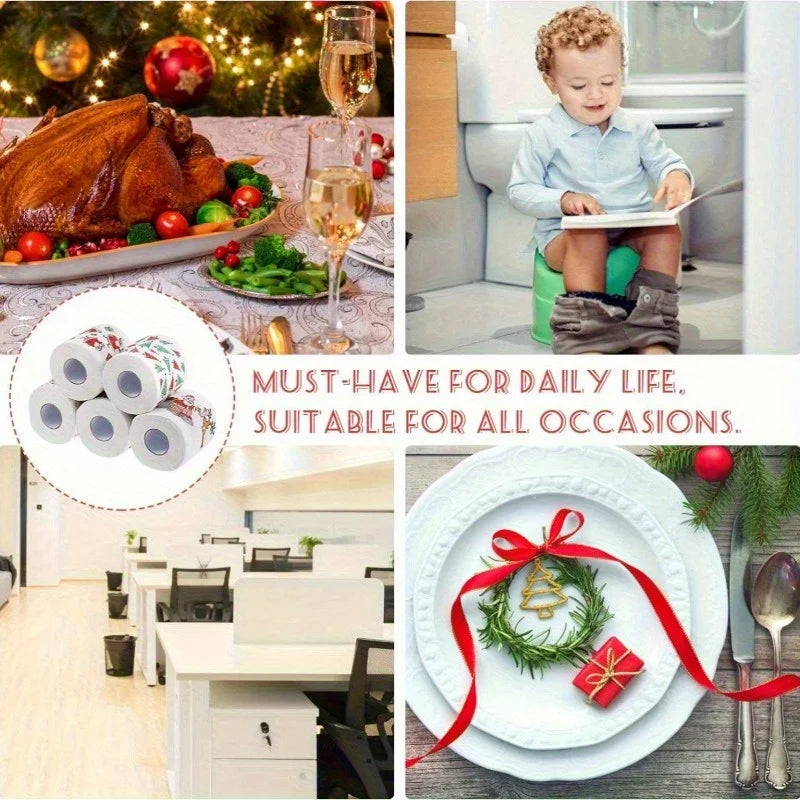 1/3pcs Christmas Toilet Paper Santa Festive Tissue Roll for Holiday Celebrations Party Home Dinner Bathroom Decor Paper Towels