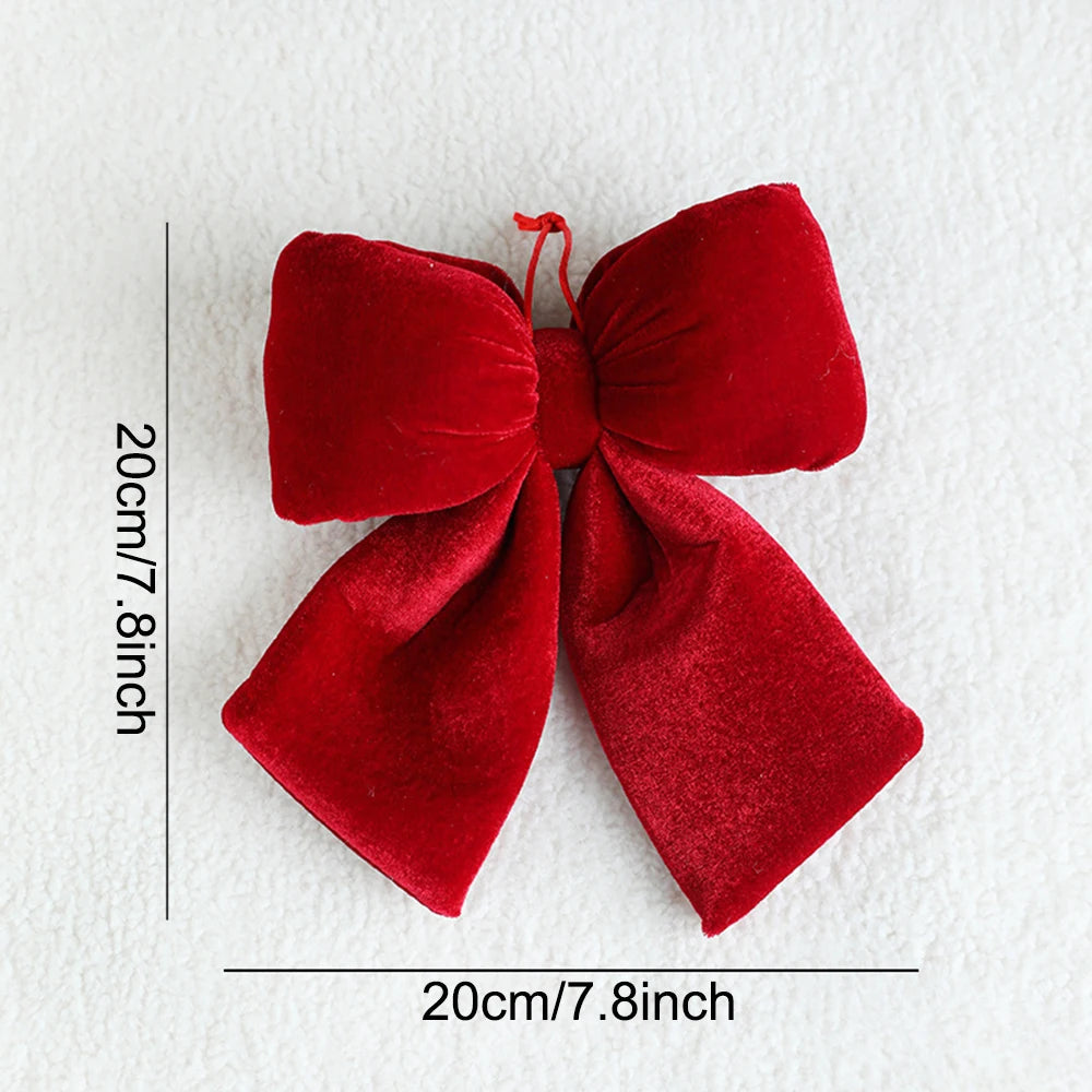 Christmas Red Velvet Bows Xmas Tree Ornaments for Christmas Home Decorations Wreath Stairs Railing Decors New Year Gift Supplies