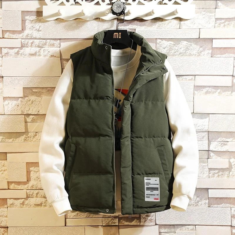 Winter New Men Warm Waistcoat Vest Japanese Streetwear Zip-up  Sleeveless Jacket Stand Collar Large Size M-5XL Male Jackets