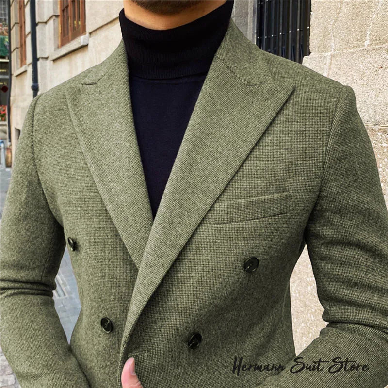 Man suit 2-piece set High quality Blazers Suit Pants Business Leisure slim fit suit Double Breasted Peak Lapel Wedding Tuxedos