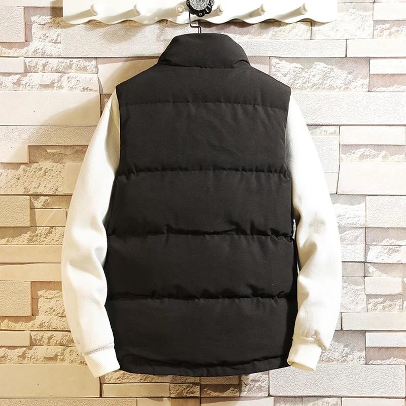 Winter New Men Warm Waistcoat Vest Japanese Streetwear Zip-up  Sleeveless Jacket Stand Collar Large Size M-5XL Male Jackets