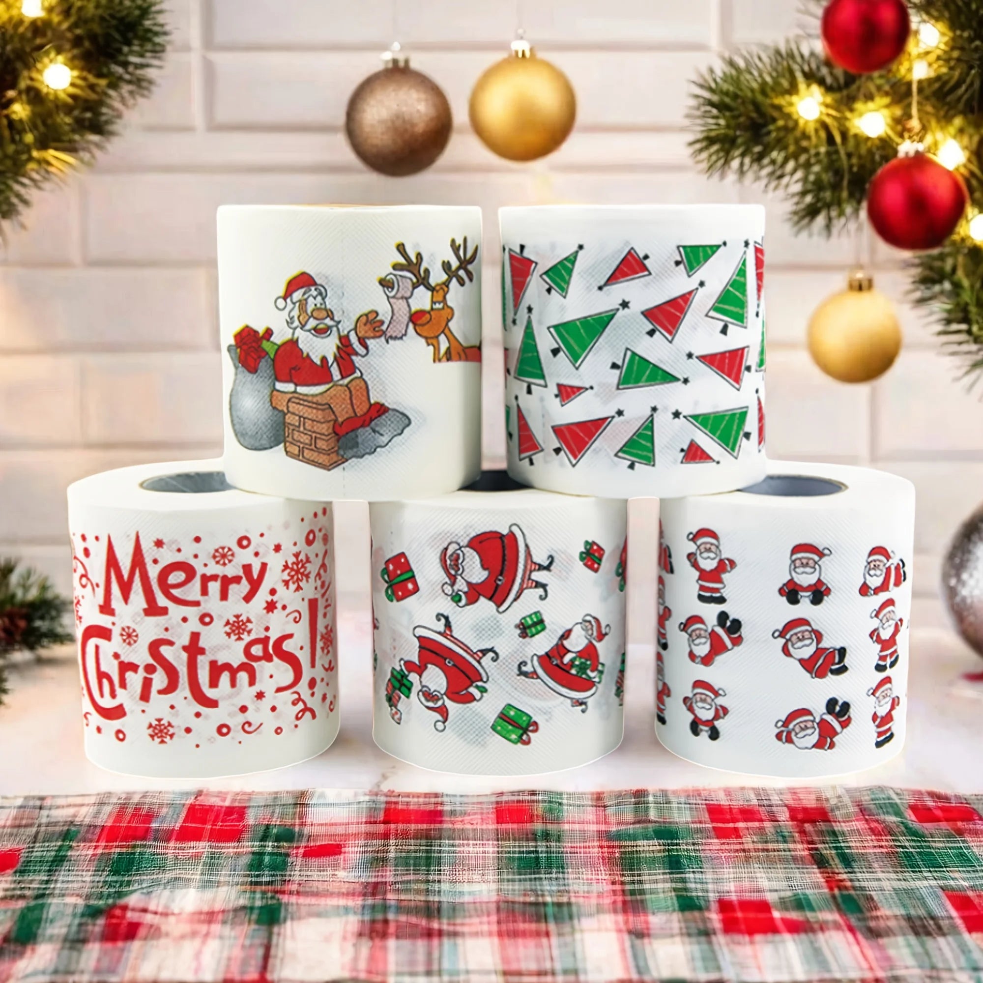 1/3pcs Christmas Toilet Paper Santa Festive Tissue Roll for Holiday Celebrations Party Home Dinner Bathroom Decor Paper Towels