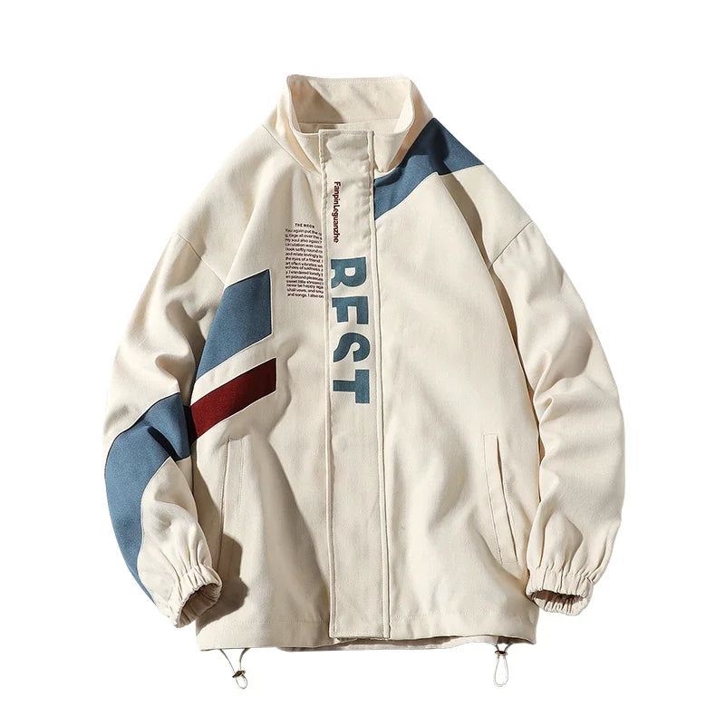 Patchwork Sports Jacket Hip Hop Street Loose Outwear Casual Turn Down Collar Jacket Trend Couples Coat New Male Tops
