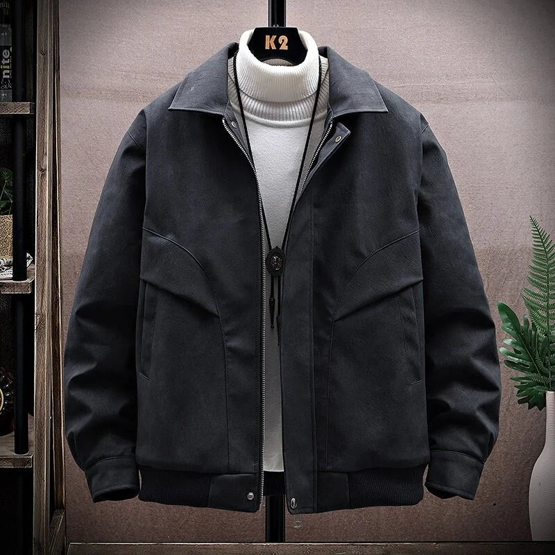 Autumn American Leather Suede Jaqueta Masculina Korean Fashion Casual Zipper Bomber Jacket 2025 New Y2K Streetwear Cargo Coats