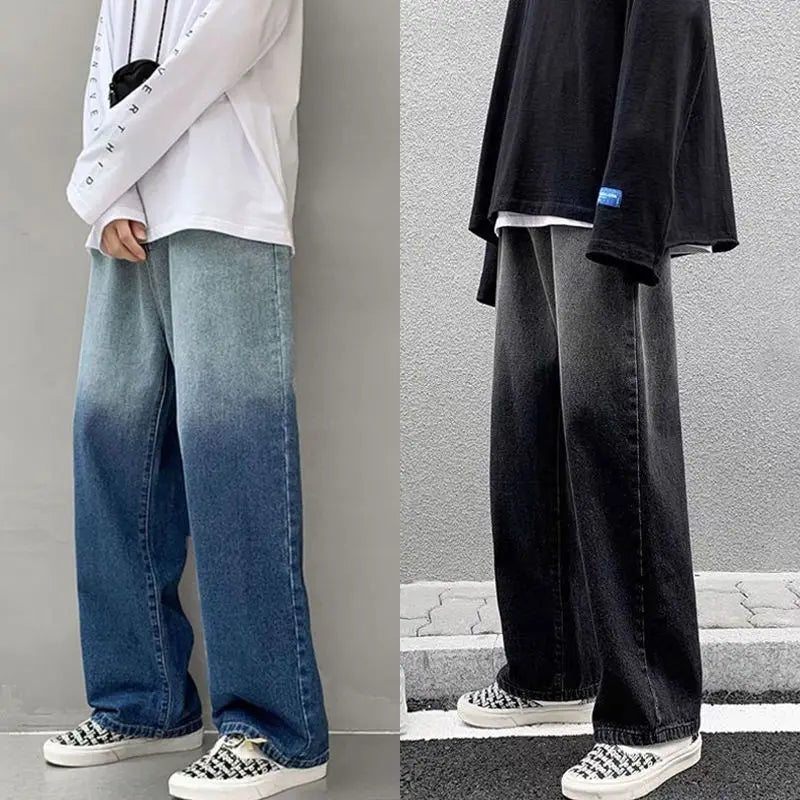 High Street Jeans Straight Leg Loose Flare Pants Men's Cargo Trousers Mens Designer Clothes Y2k Style Pant Male Man Denim Flared