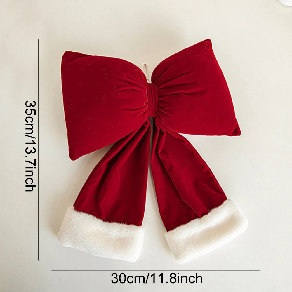 Christmas Red Velvet Bows Xmas Tree Ornaments for Christmas Home Decorations Wreath Stairs Railing Decors New Year Gift Supplies